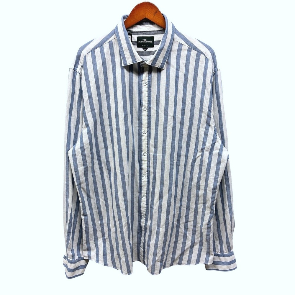 Rodd & Gunn Brancott Button Down Shirt Mens 3XL Blue Striped Sports Fit NWT